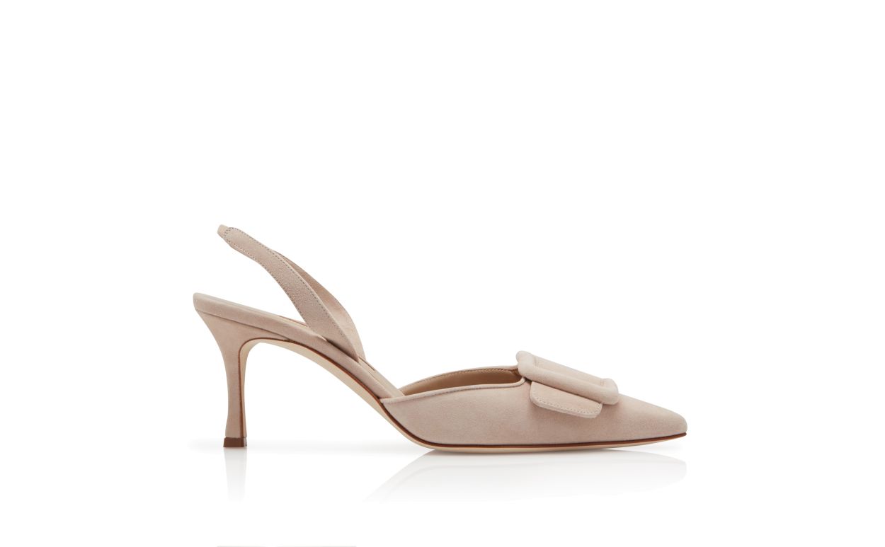 Adriana Belle Neutral Slingback Slingbacks – side profile showing neutral slingback, pointed toe, suede, SimmiUnique