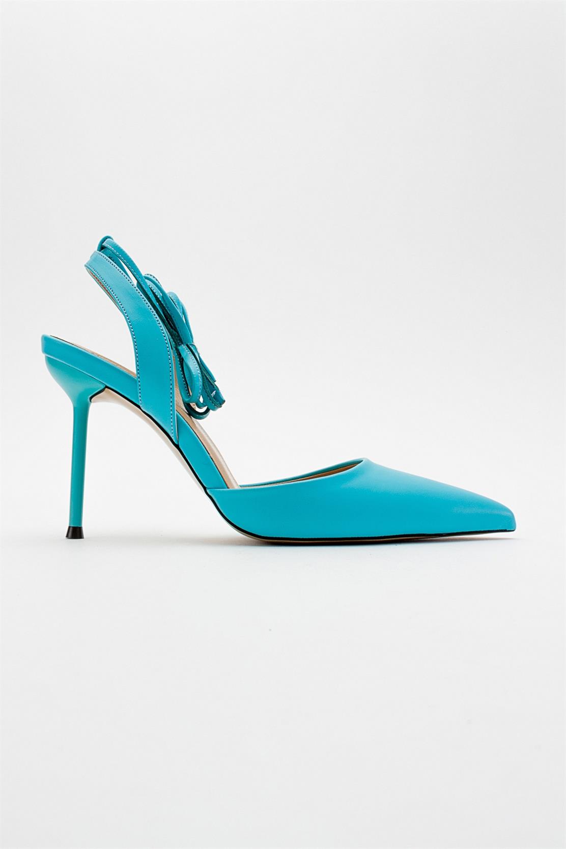 Bonje - Blue Pointed Toe Stiletto – top view showing leather, blue, SimmiUnique