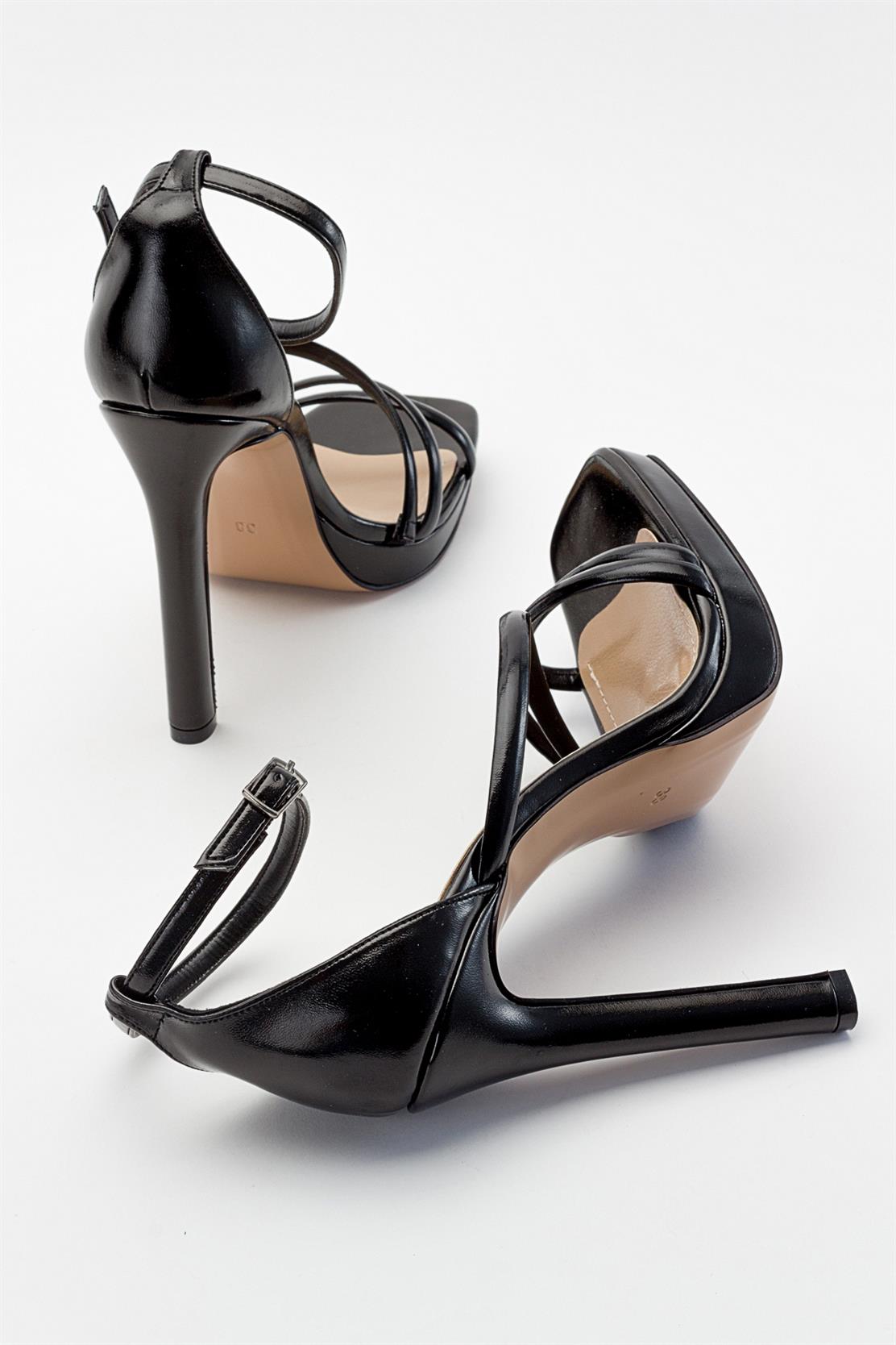 Shelp - Black Heeled Shoe – side view showing leather, black, SimmiUnique