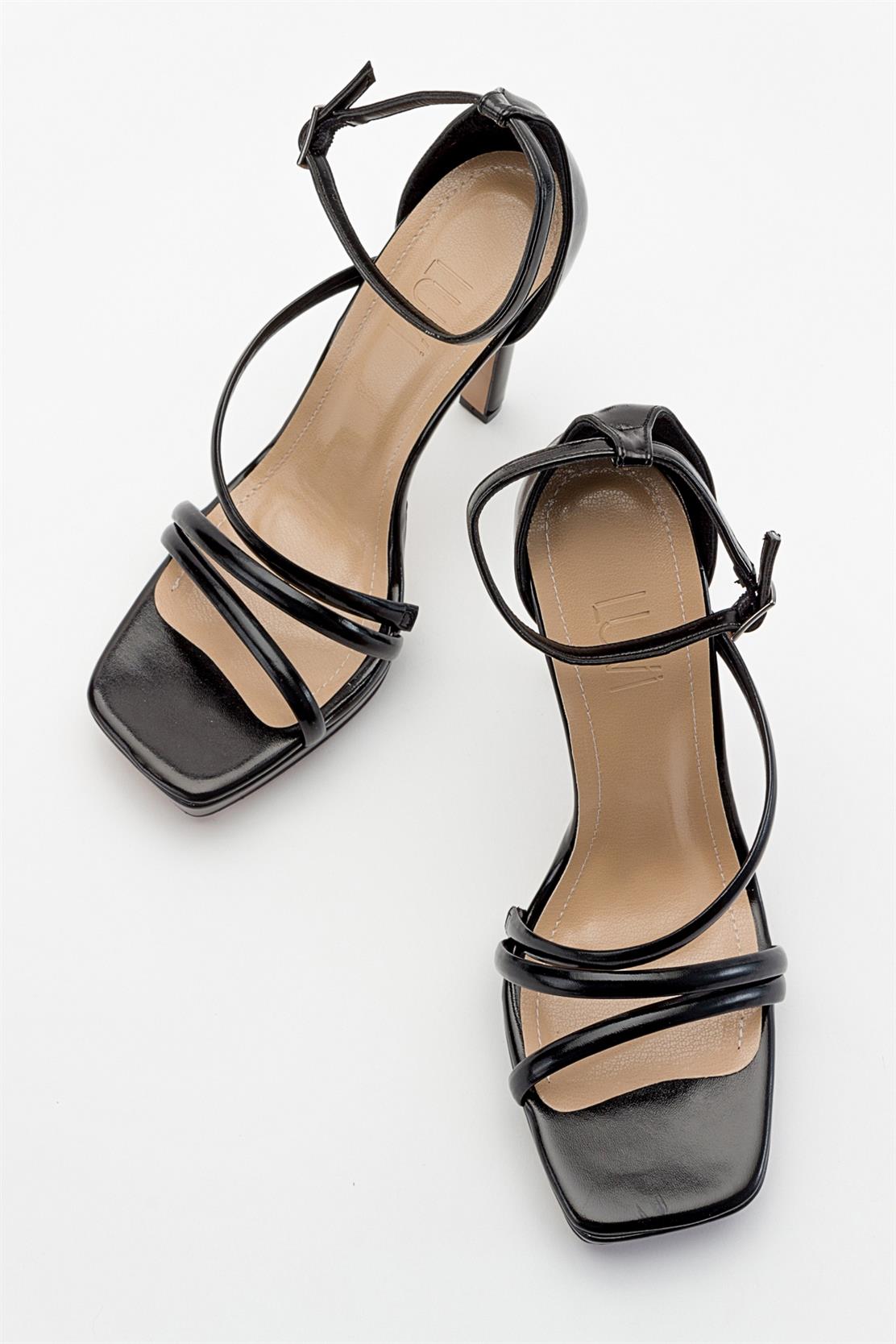 Shelp - Black Heeled Shoe – detail view showing leather, black, SimmiUnique