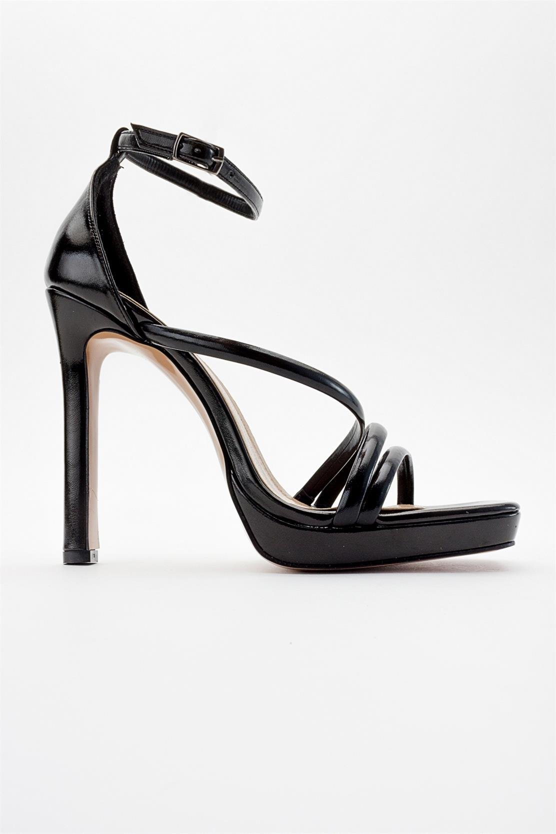 Shelp - Black Heeled Shoe – top view showing leather, black, SimmiUnique