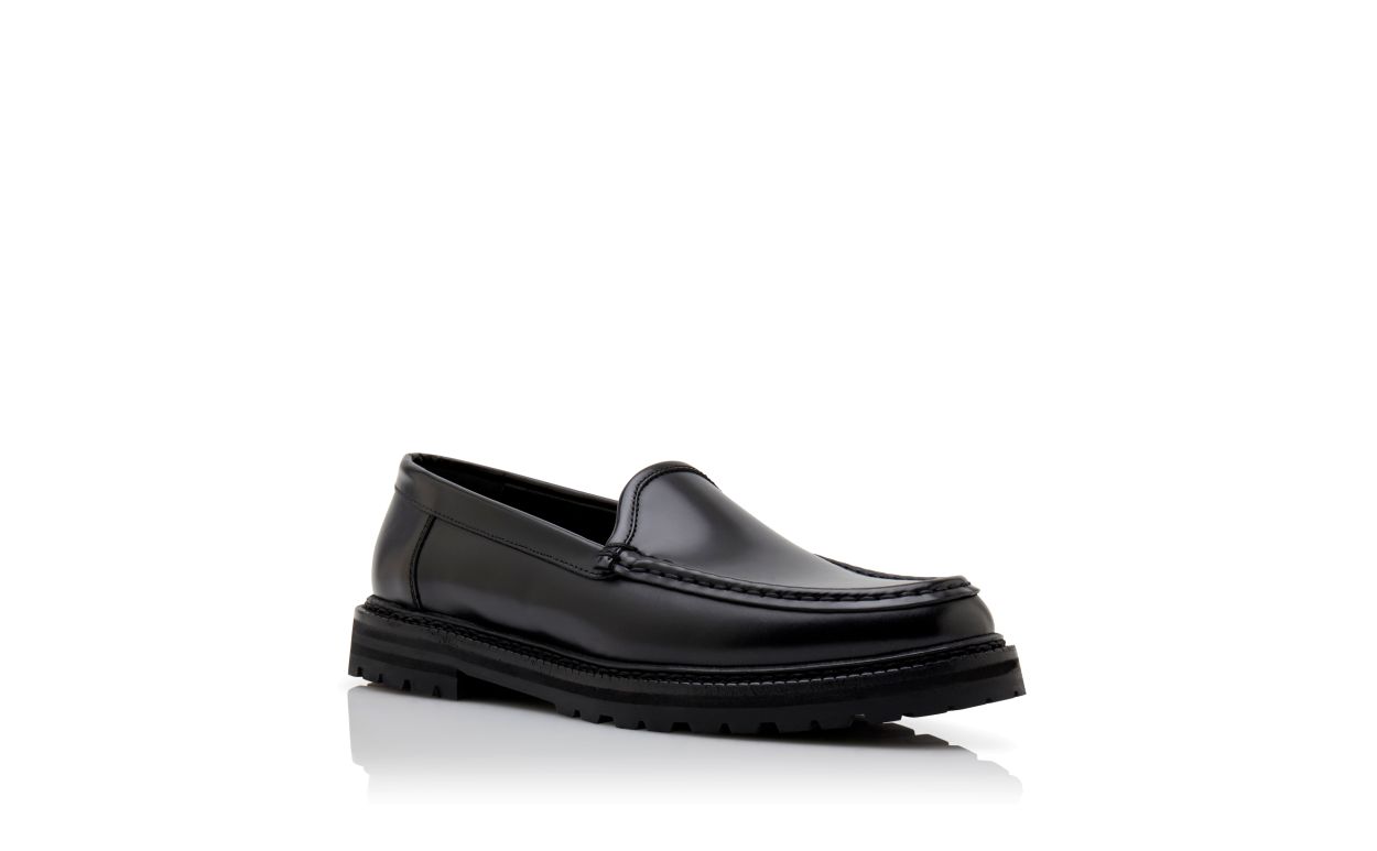 Cressida Grace Black Round Toe Loafers – top view showing black round toe, SimmiUnique