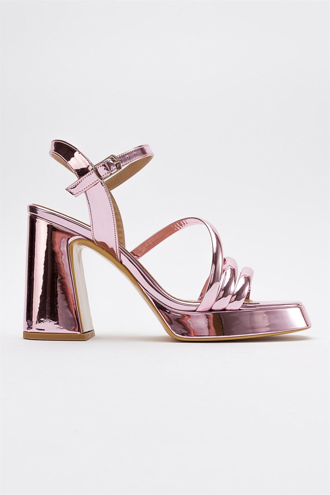 Heas Pink Platform Sandal – sole view showing leather, pink, SimmiUnique
