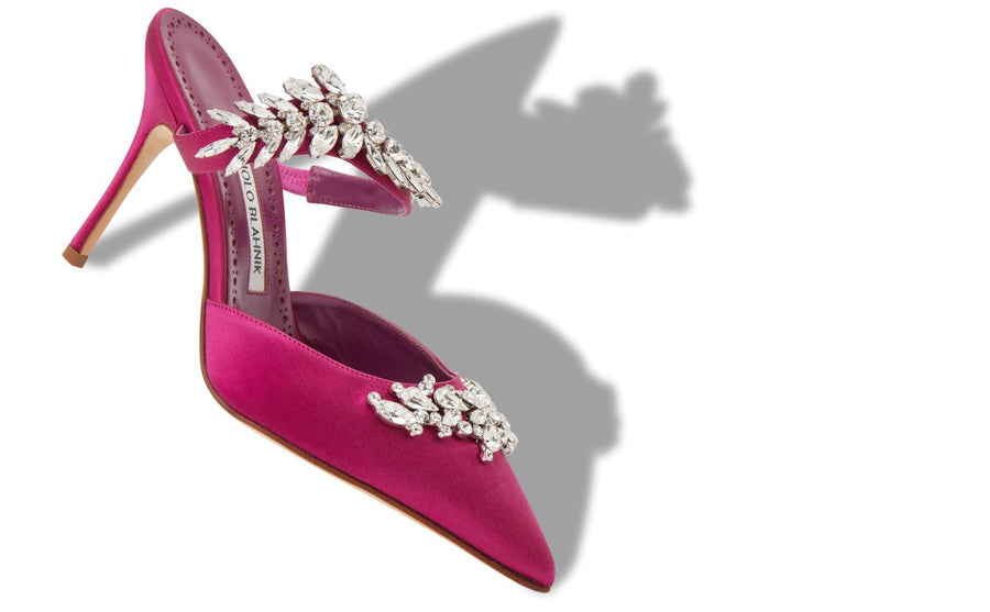 Vivienne Flame Pink Crystal Embellished Mules