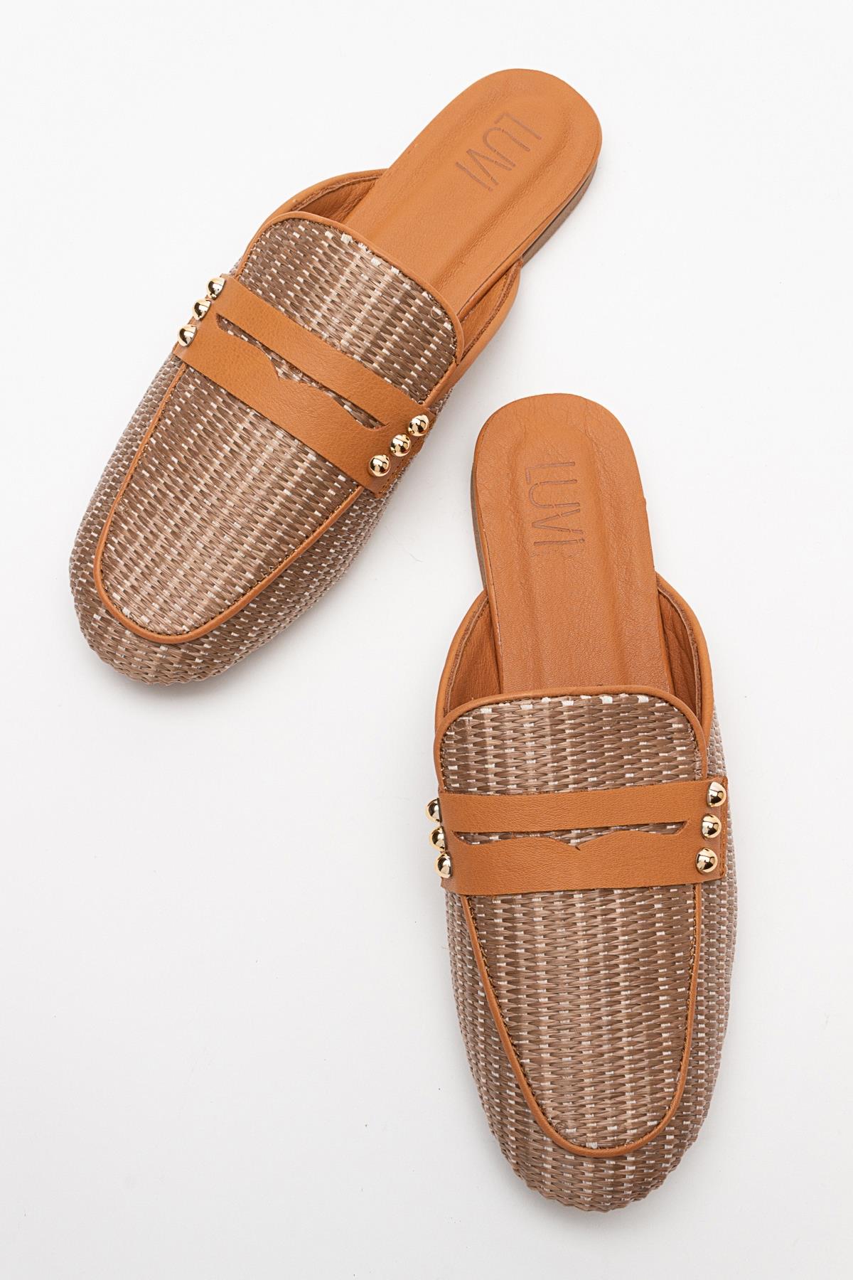 Patrizia - Brown Leather Mule – side view showing leather, SimmiUnique