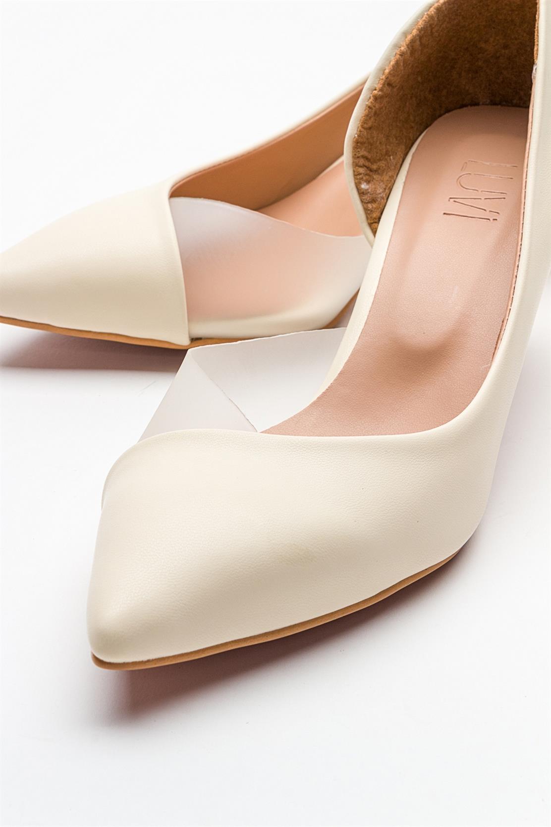 Vera Cream Glitter Pointed Toe Pump – back view showing leather, glitter, SimmiUnique