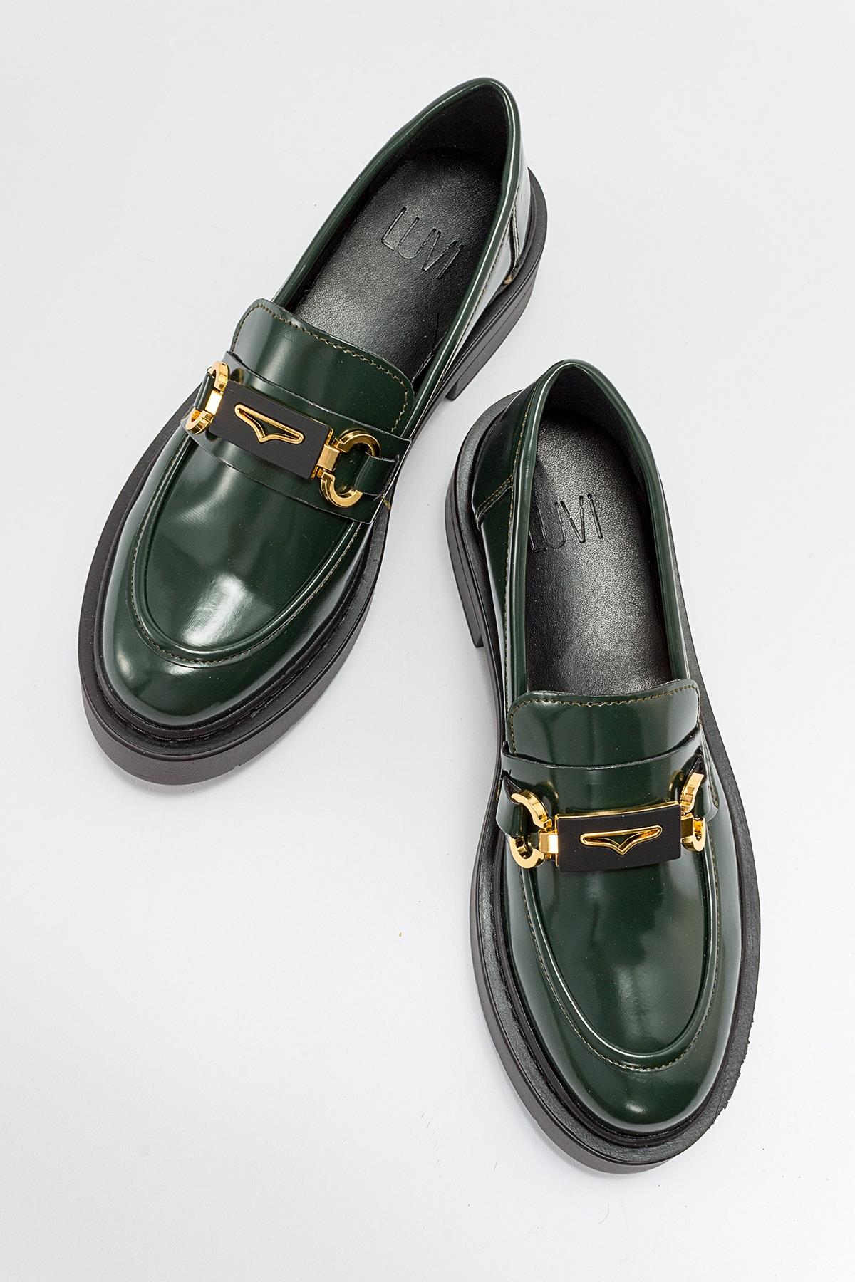Unte - Green Loafer – detail view showing leather, green, SimmiUnique