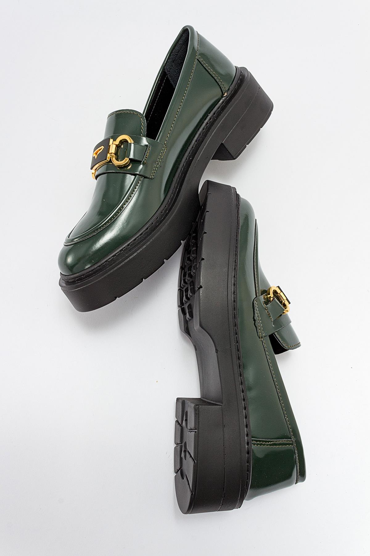 Unte - Green Loafer – top view showing leather, green, SimmiUnique