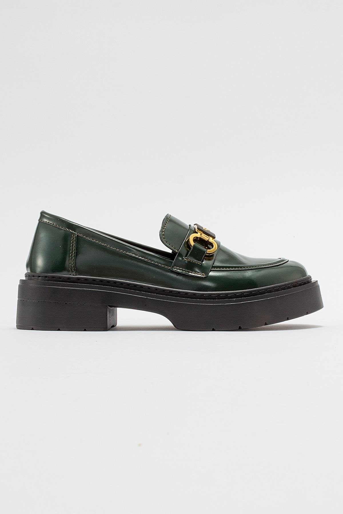 Unte - Green Loafer – sole view showing leather, green, SimmiUnique