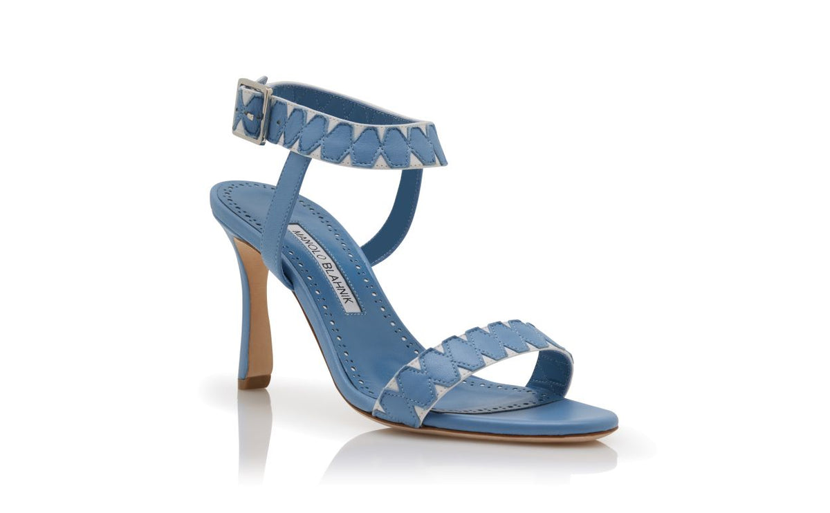 Valentina Rose Blue Ankle Strap Ankle-Strap Shoes – top view showing blue ankle strap, open toe, nappa leather, SimmiUnique
