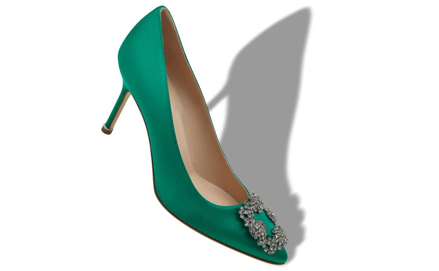 Alessia Élan Green Jewel Buckle Pumps
