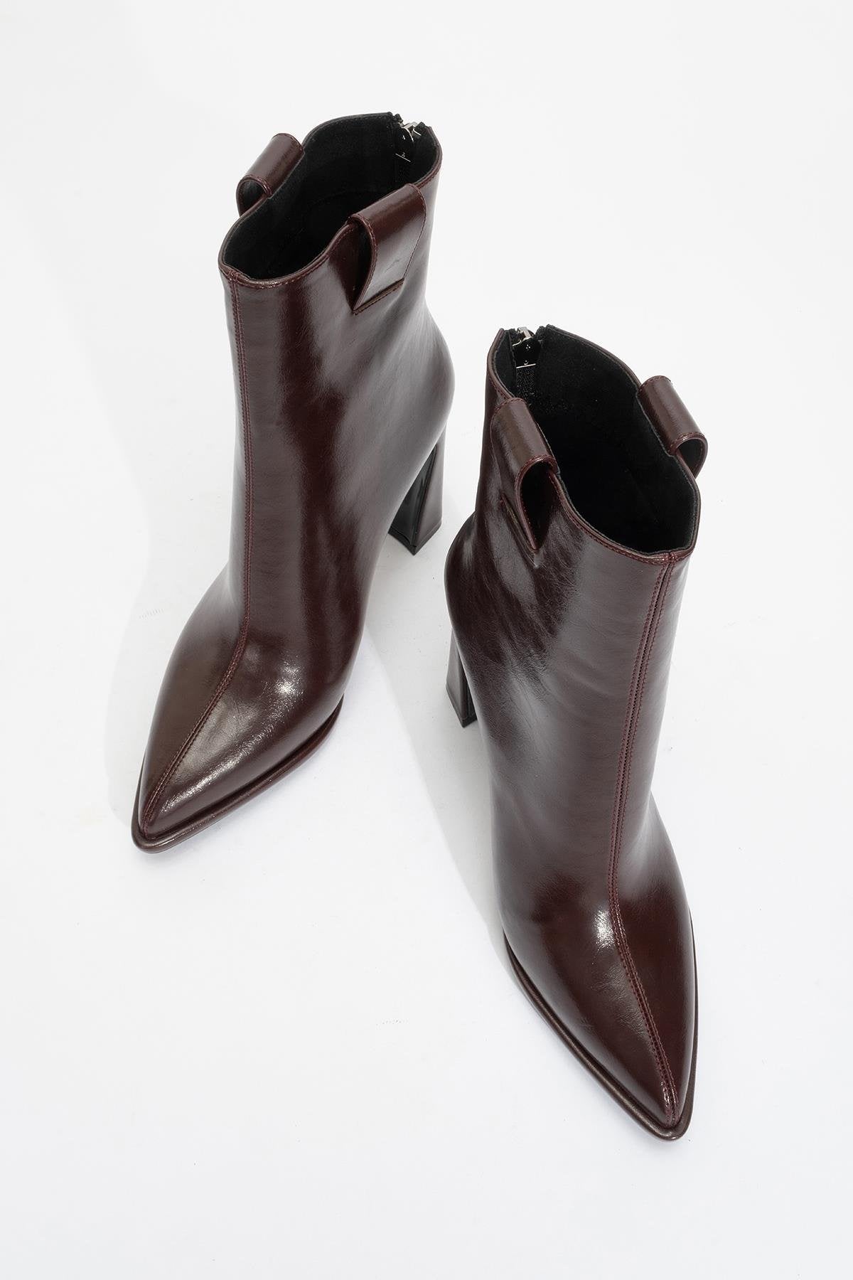 Aja - Burgundy Block Heel Convertible Knee-High Boot – pair view showing leather, SimmiUnique