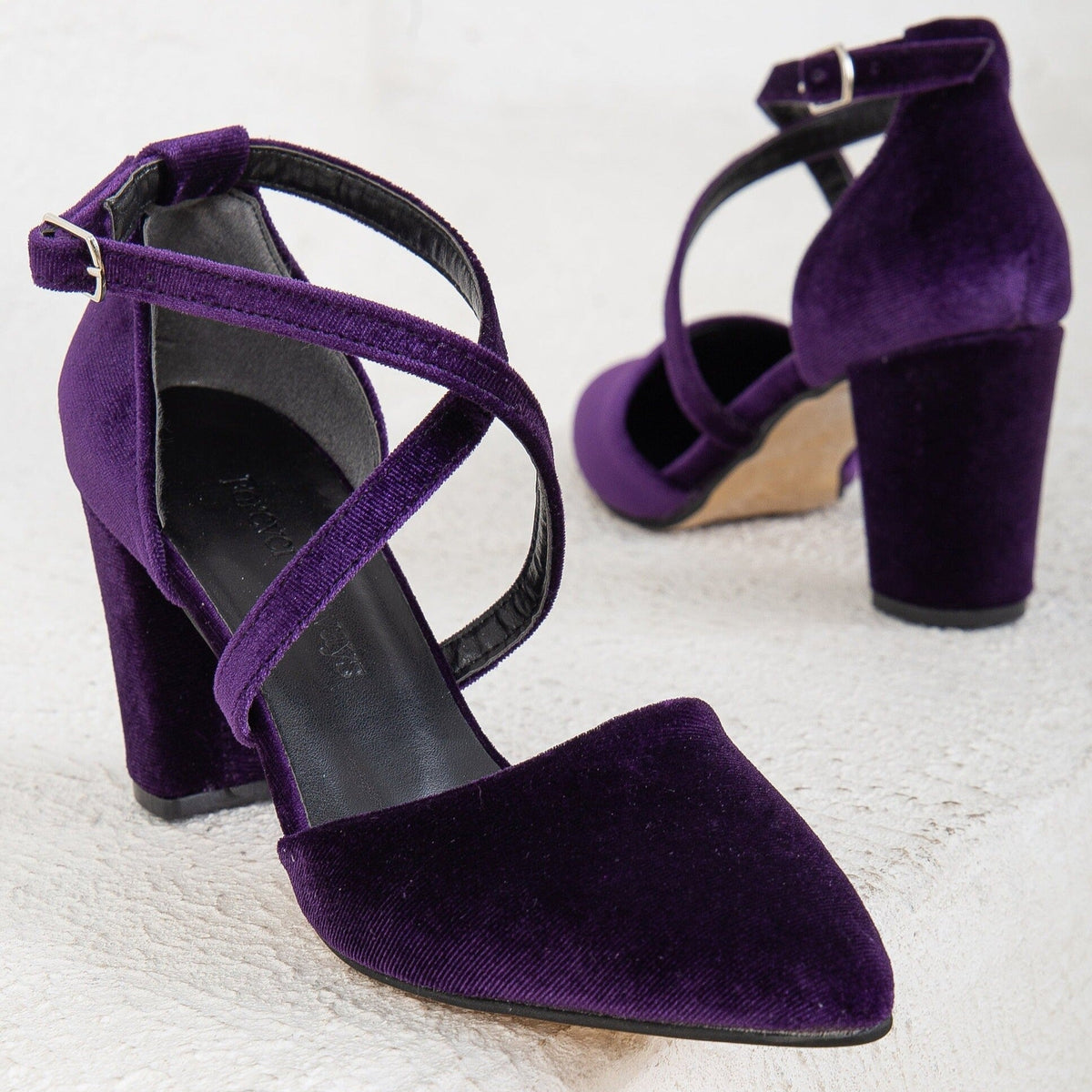 Sina - Purple Velvet Shoes – back view showing velvet, SimmiUnique