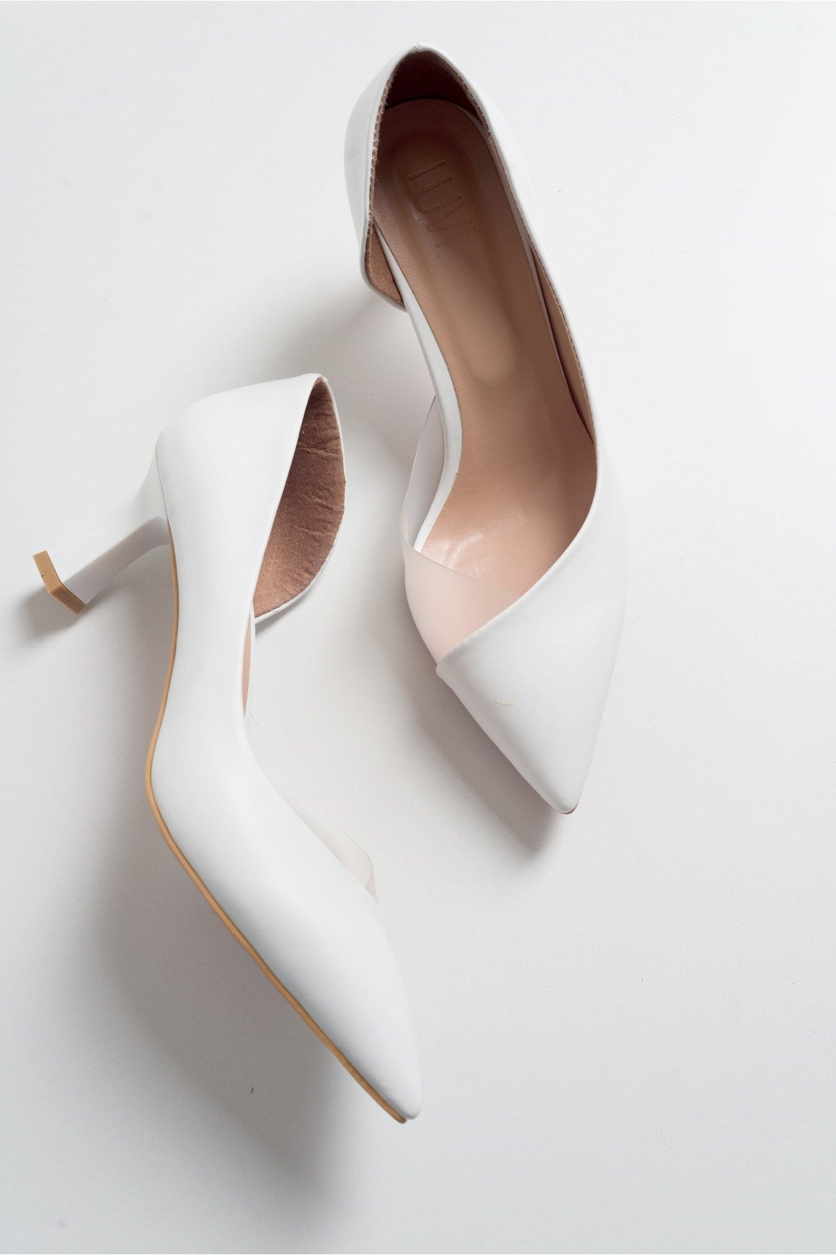 Vera White Pointed Toe Pump – side view showing leather, white, SimmiUnique