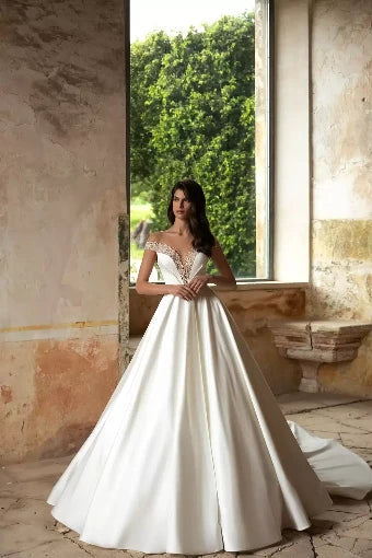 Mensia Satin Ball Gown Wedding Dress | SimmiUnique