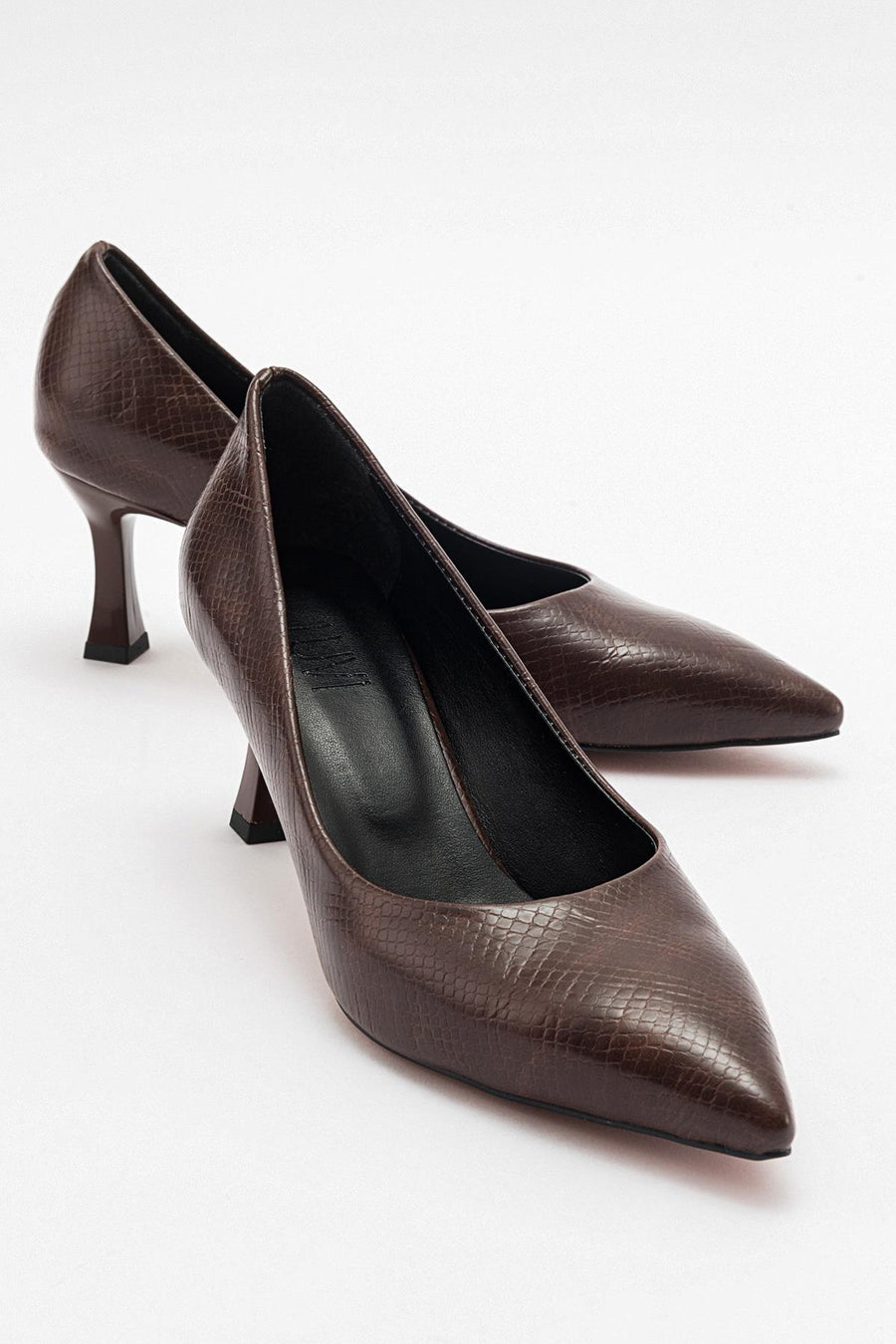 Pedra - Brown Printed Heeled Shoe
