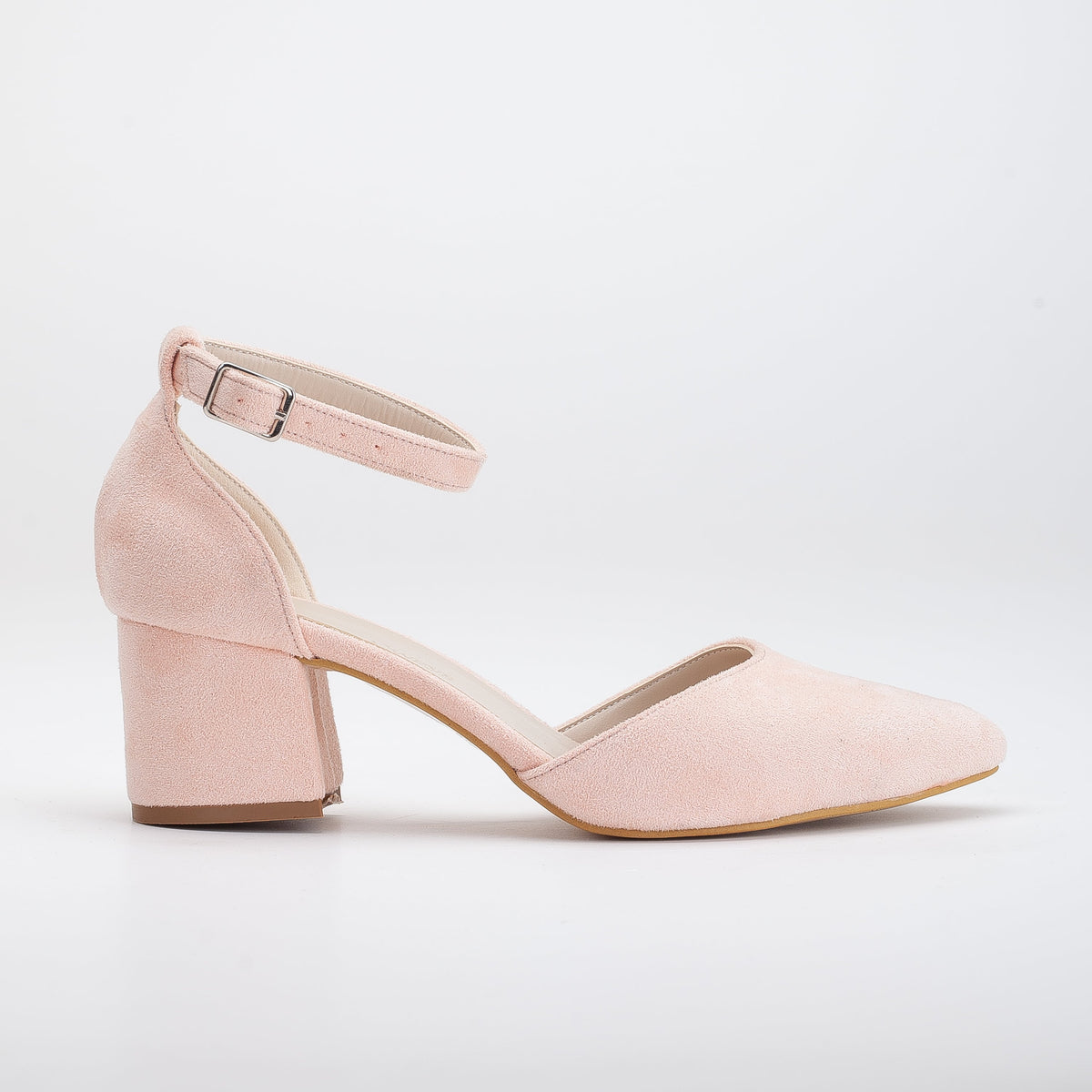 Marcelle - Coral Pink Pumps – front three-quarter view showing leather, suede, pink, SimmiUnique