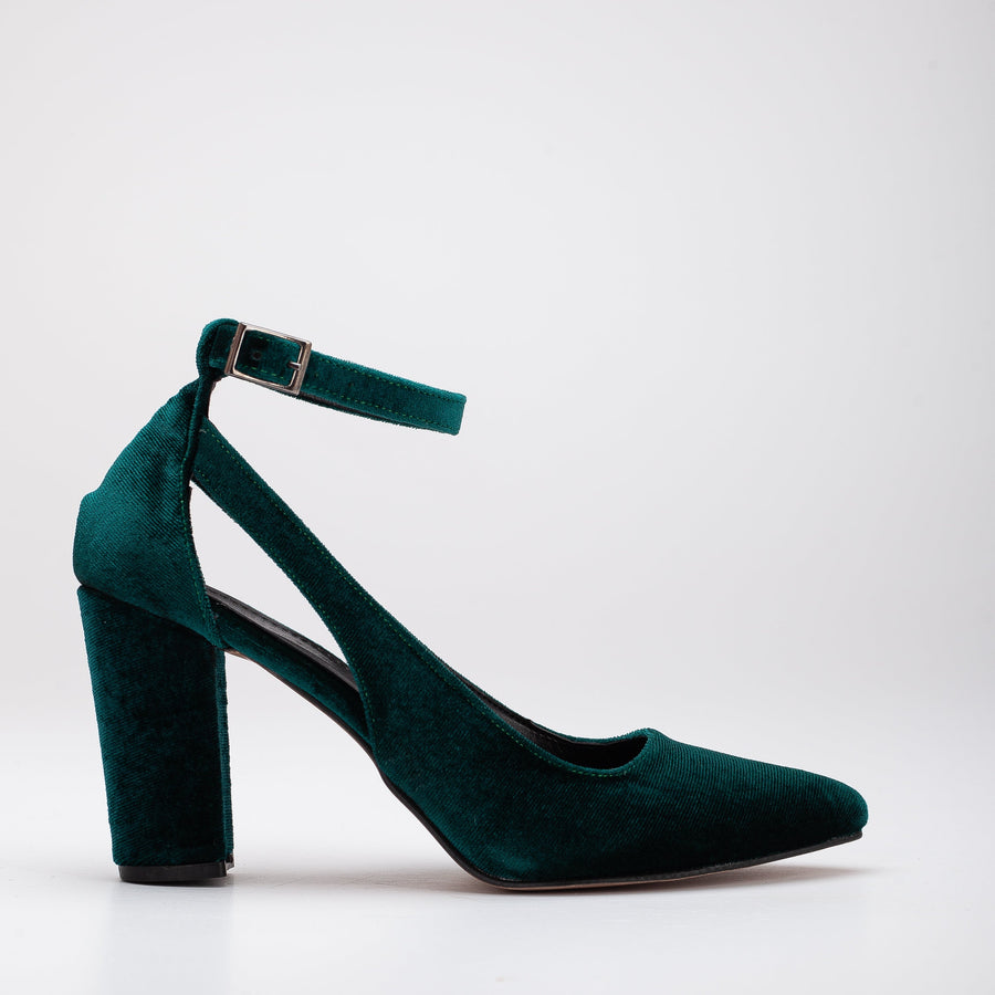 Colette - Emerald Green Velvet Heels