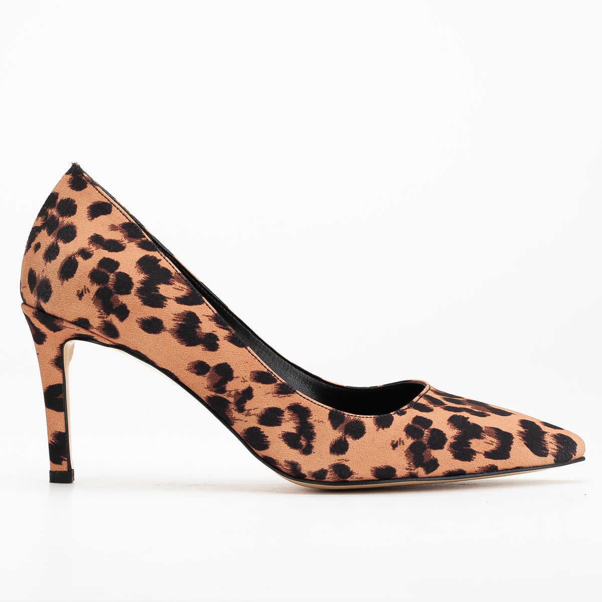 Perla - Leopard Pointed Toe Stiletto Pump – front three-quarter view showing leather, red, SimmiUnique