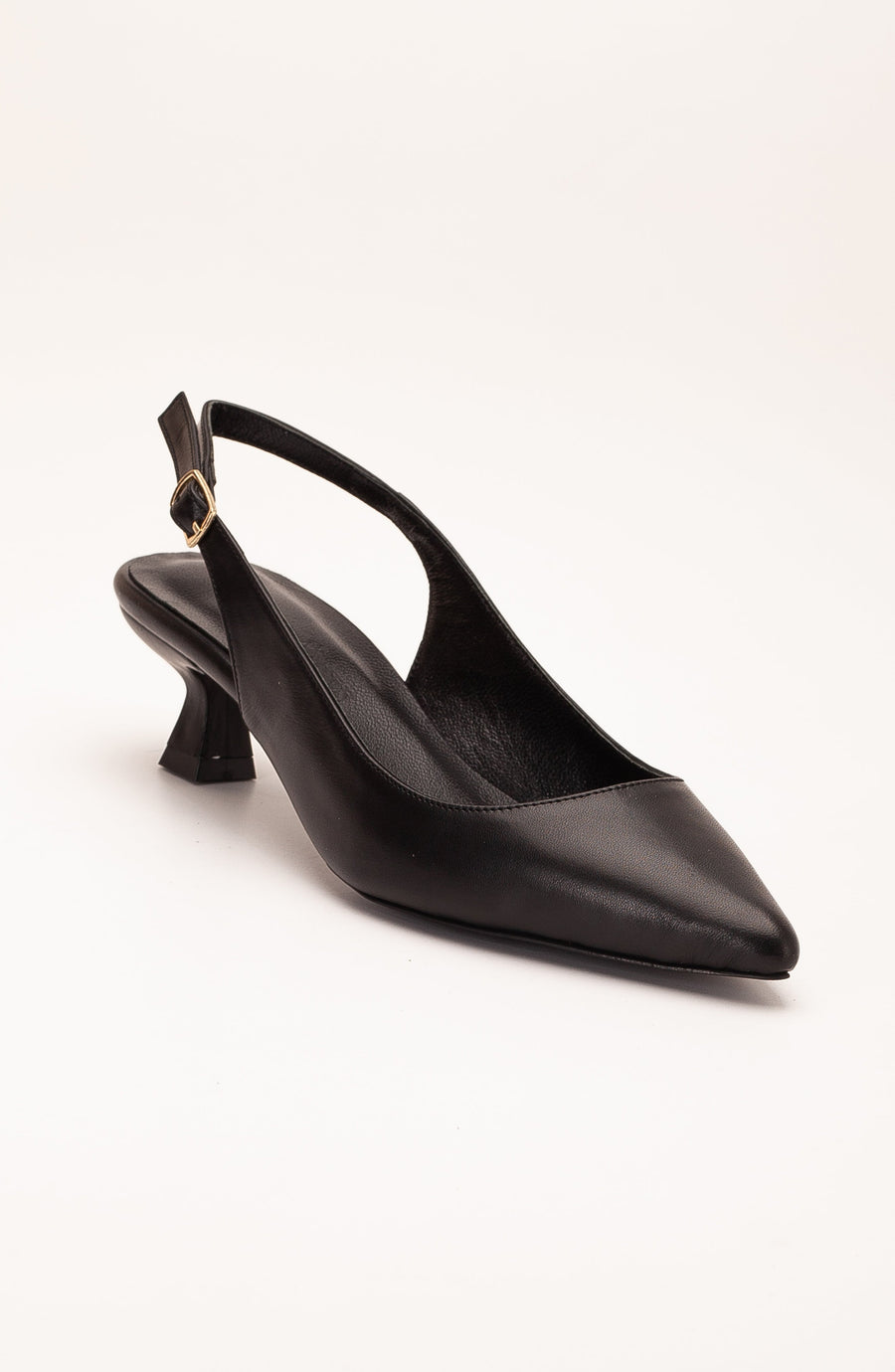 Lety - Black Leather Slingback Pumps