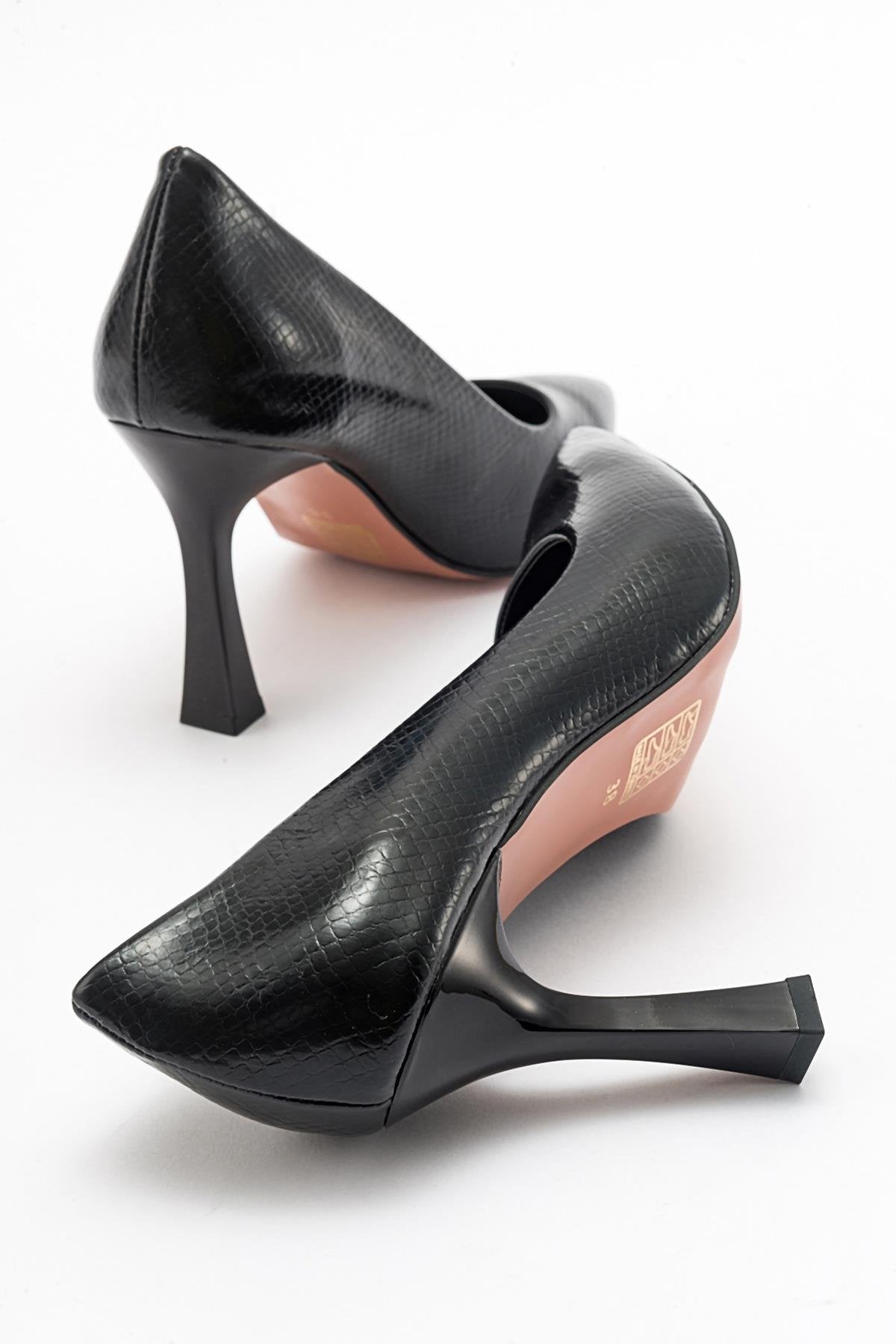 Forest Black Pointed Toe Pump – side view showing leather, black, SimmiUnique
