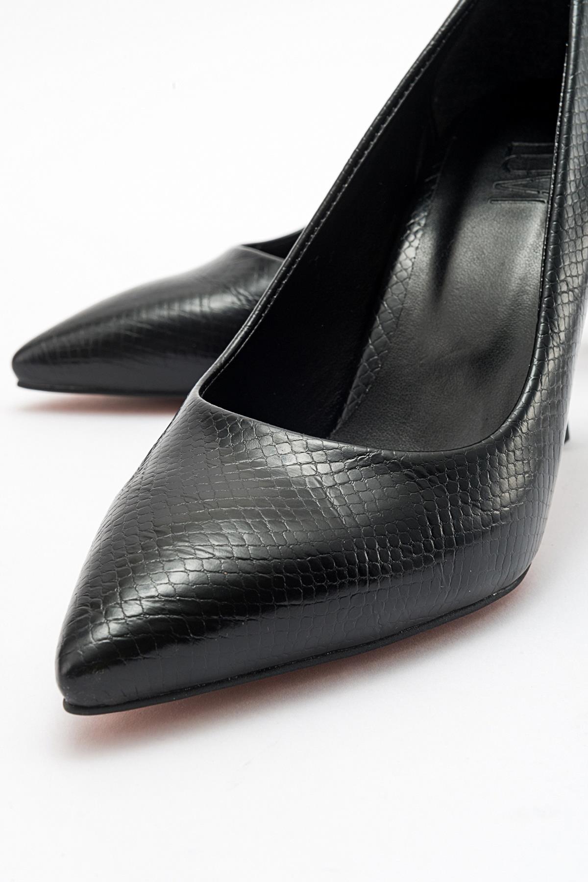 Forest Black Pointed Toe Pump – back view showing leather, black, SimmiUnique