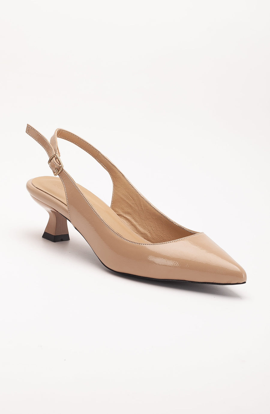 Lety - Beige Patent Leather Slingback Pumps