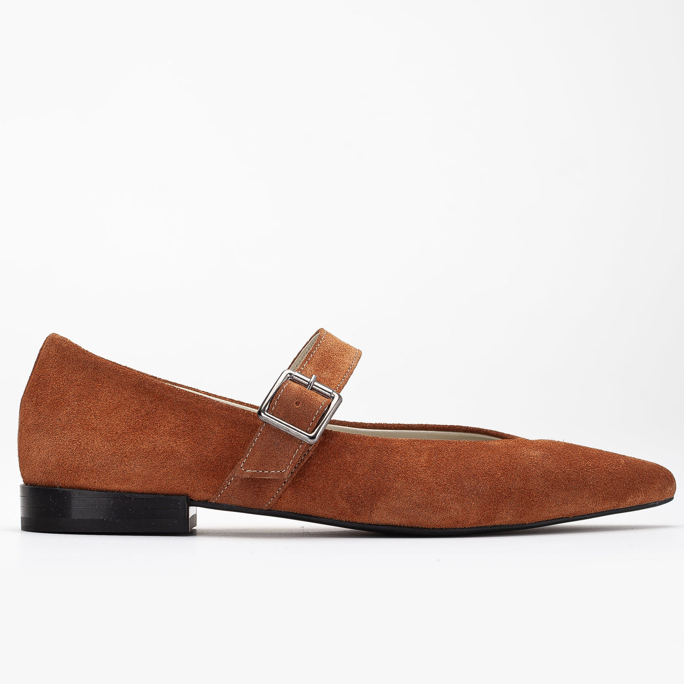 Willow - Cognac Brown Suede Leather Mary Jane Flats – back view showing leather, suede, SimmiUnique