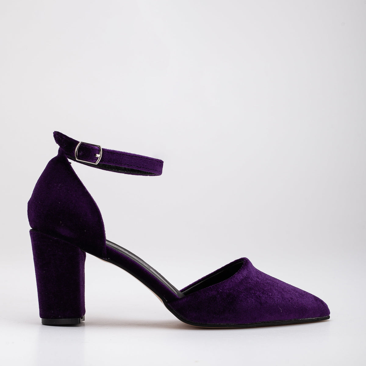 Hazel - Purple Velvet Shoes with Pearls – top view showing pearl, velvet, SimmiUnique