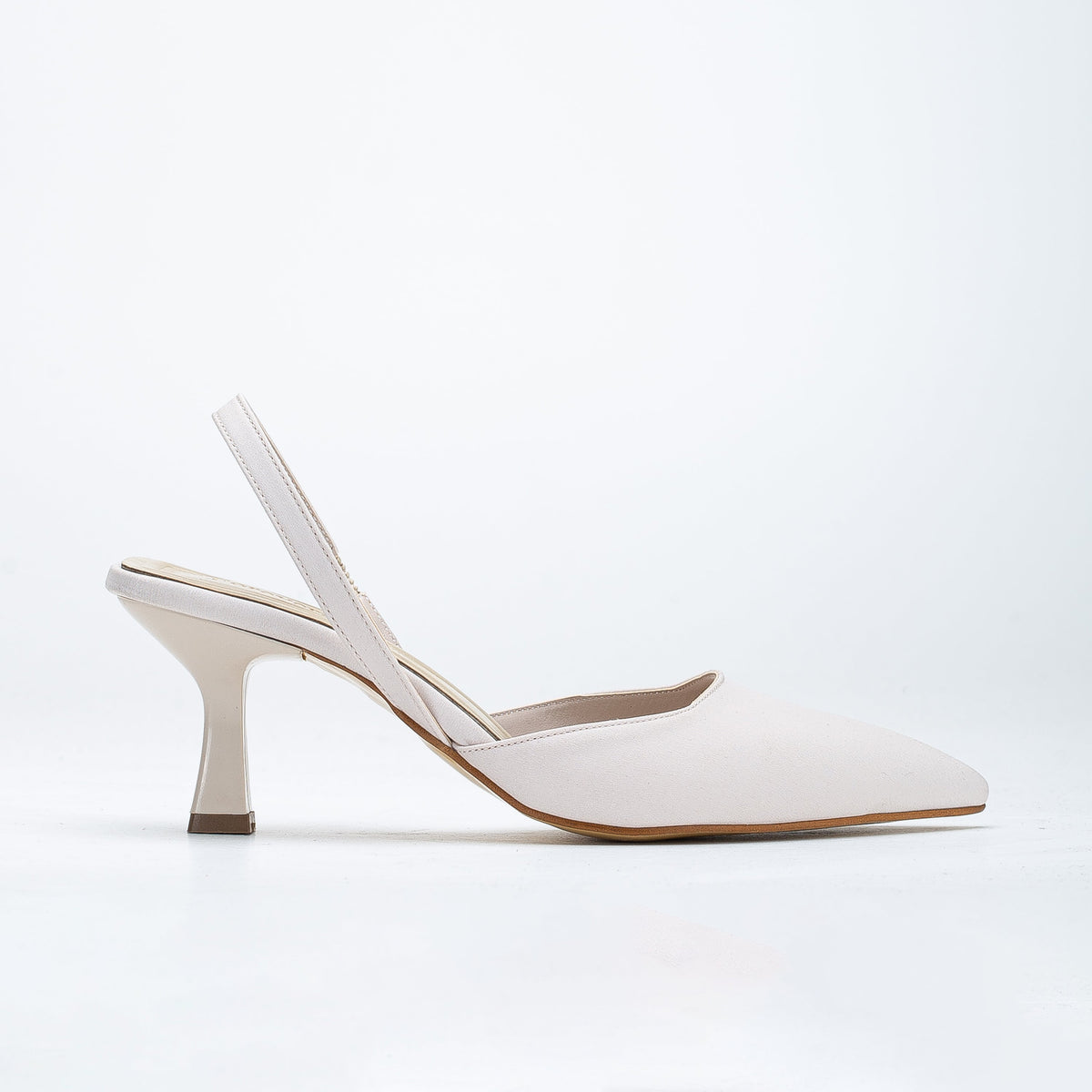 Rae - Beige Slingback Kitten Heels – front three-quarter view showing elegant detailing, SimmiUnique