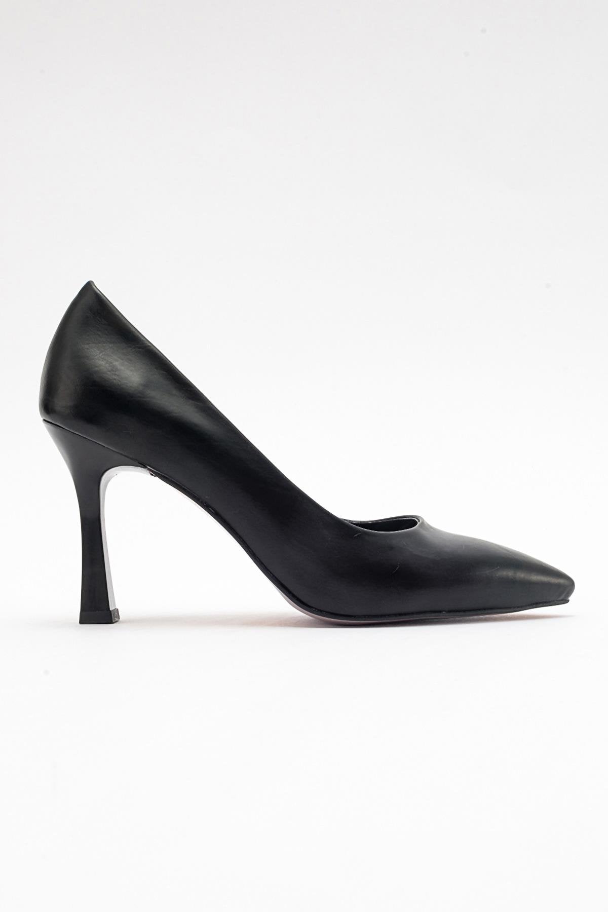 Forest Black Cilt Pointed Toe Pump – top view showing leather, black, SimmiUnique