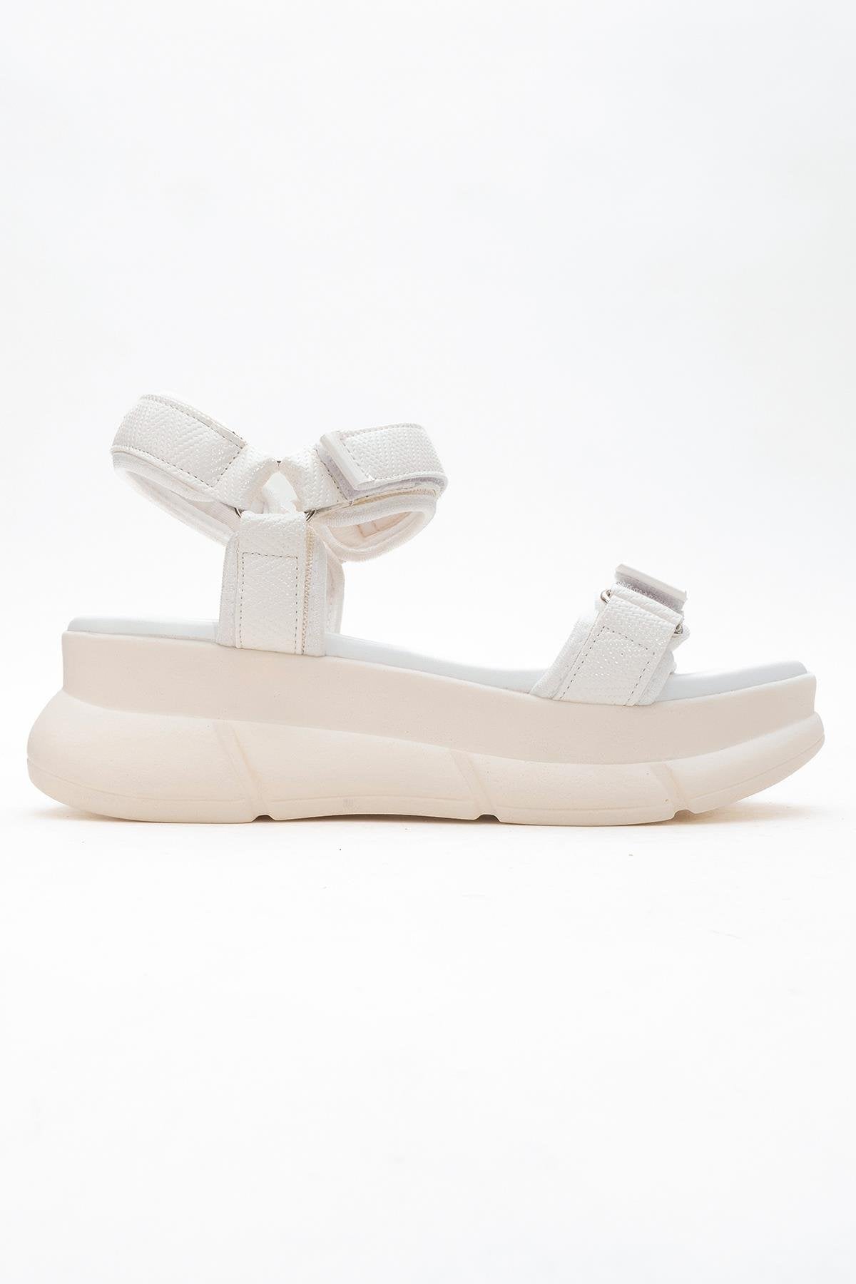 4760 - White Sandal – top view showing leather, white, SimmiUnique