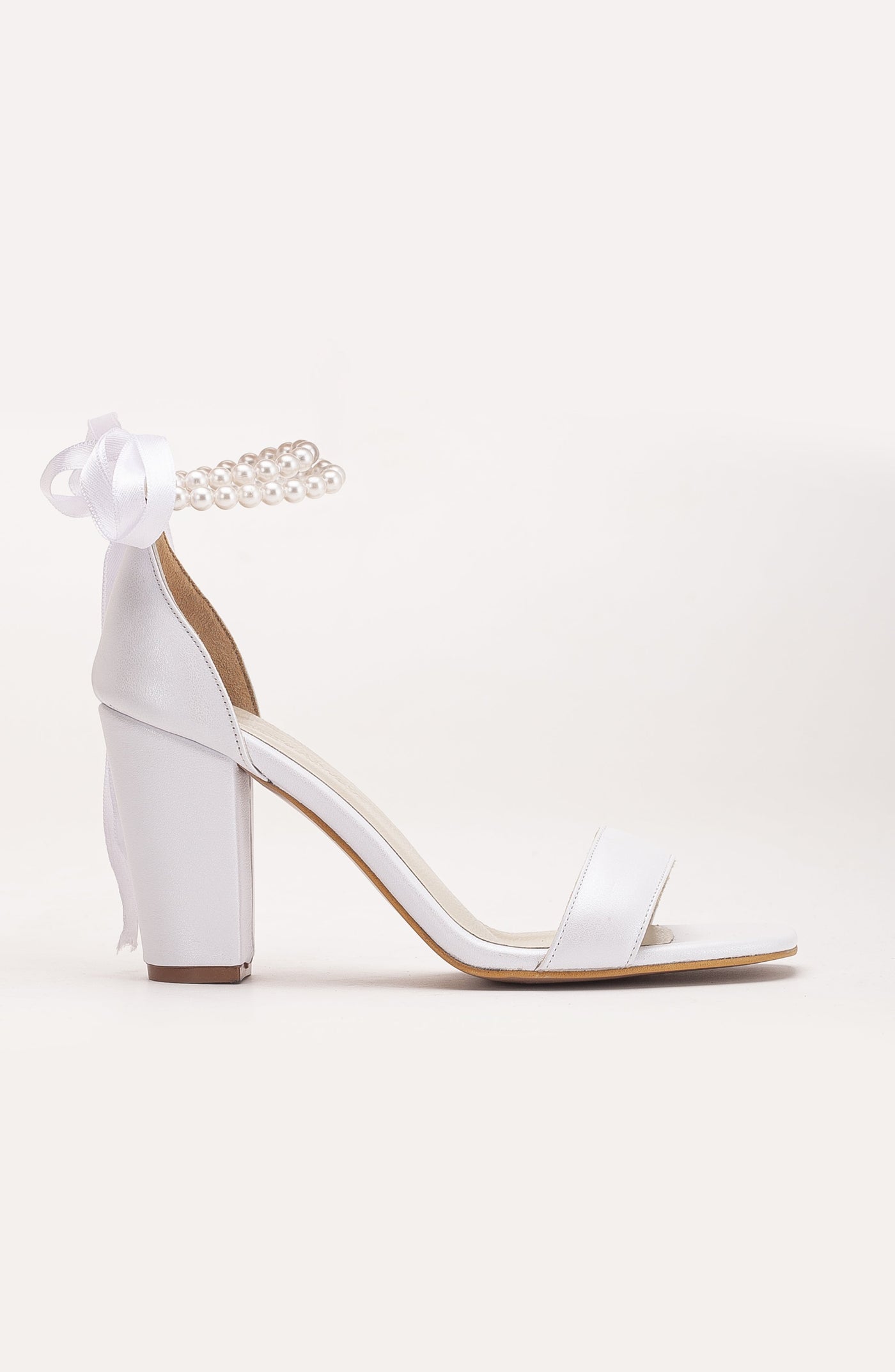 Dina - Ivory Bridal Leather Sandals with Pearls – pair view showing pearl, leather, ivory, SimmiUnique