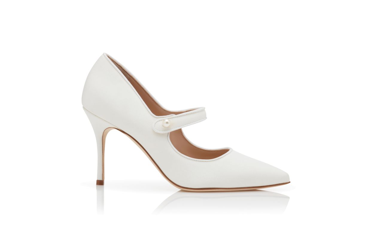 Anastasia Dream White Pointed Toe Mary Jane Shoes – side profile showing white pointed toe, SimmiUnique