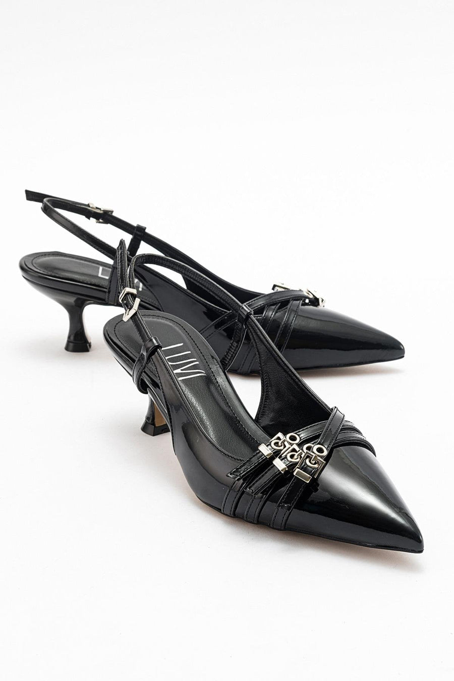 Woss - Black Patent Belt Detail Heeled Shoe