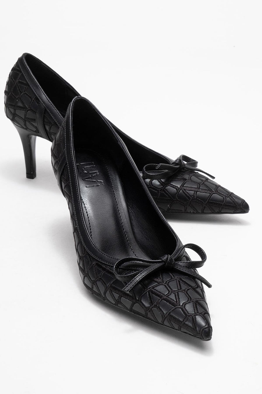 Camden - Black Patterned Bow Pump