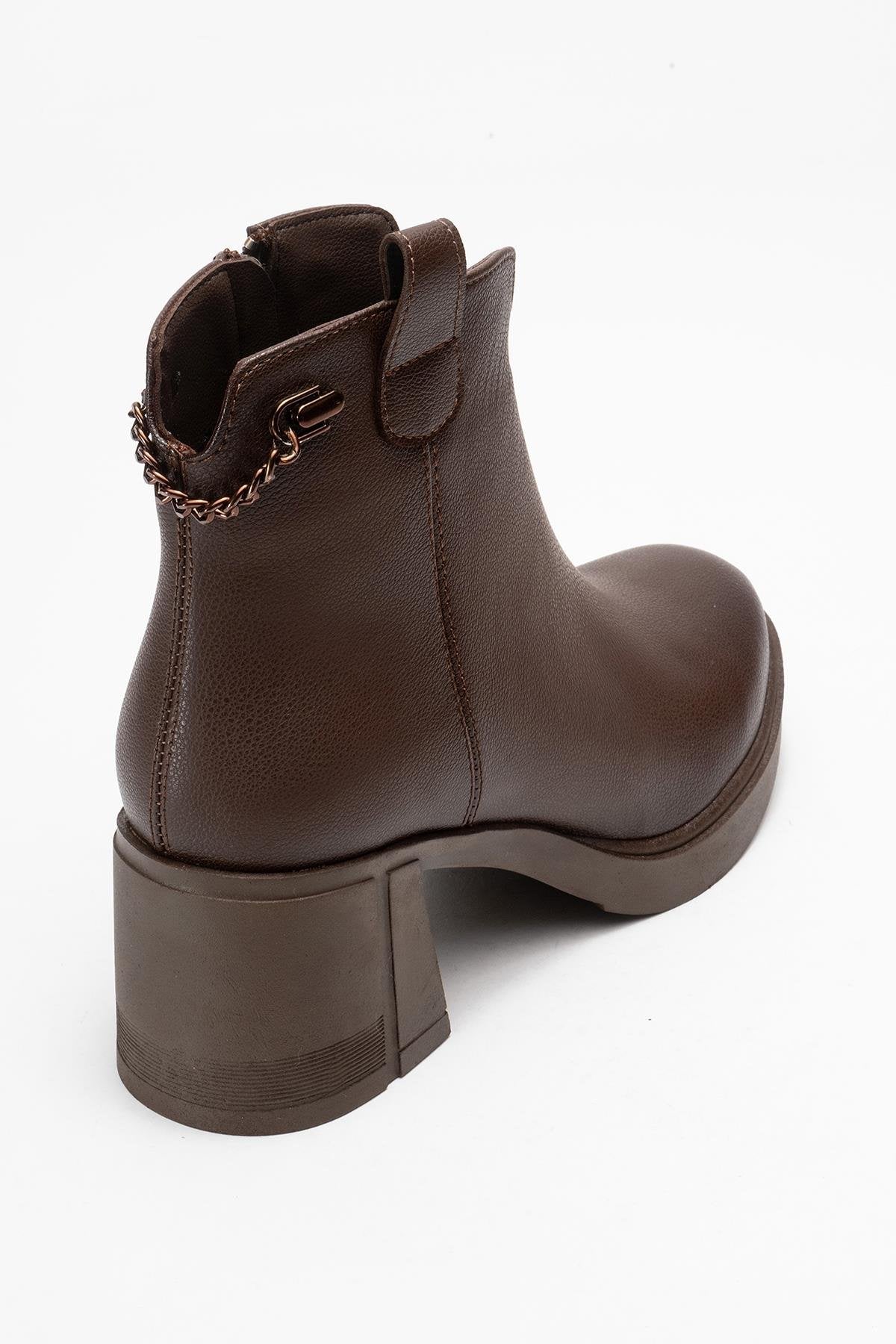 Mier - Brown Ankle Boot – back view showing leather, SimmiUnique