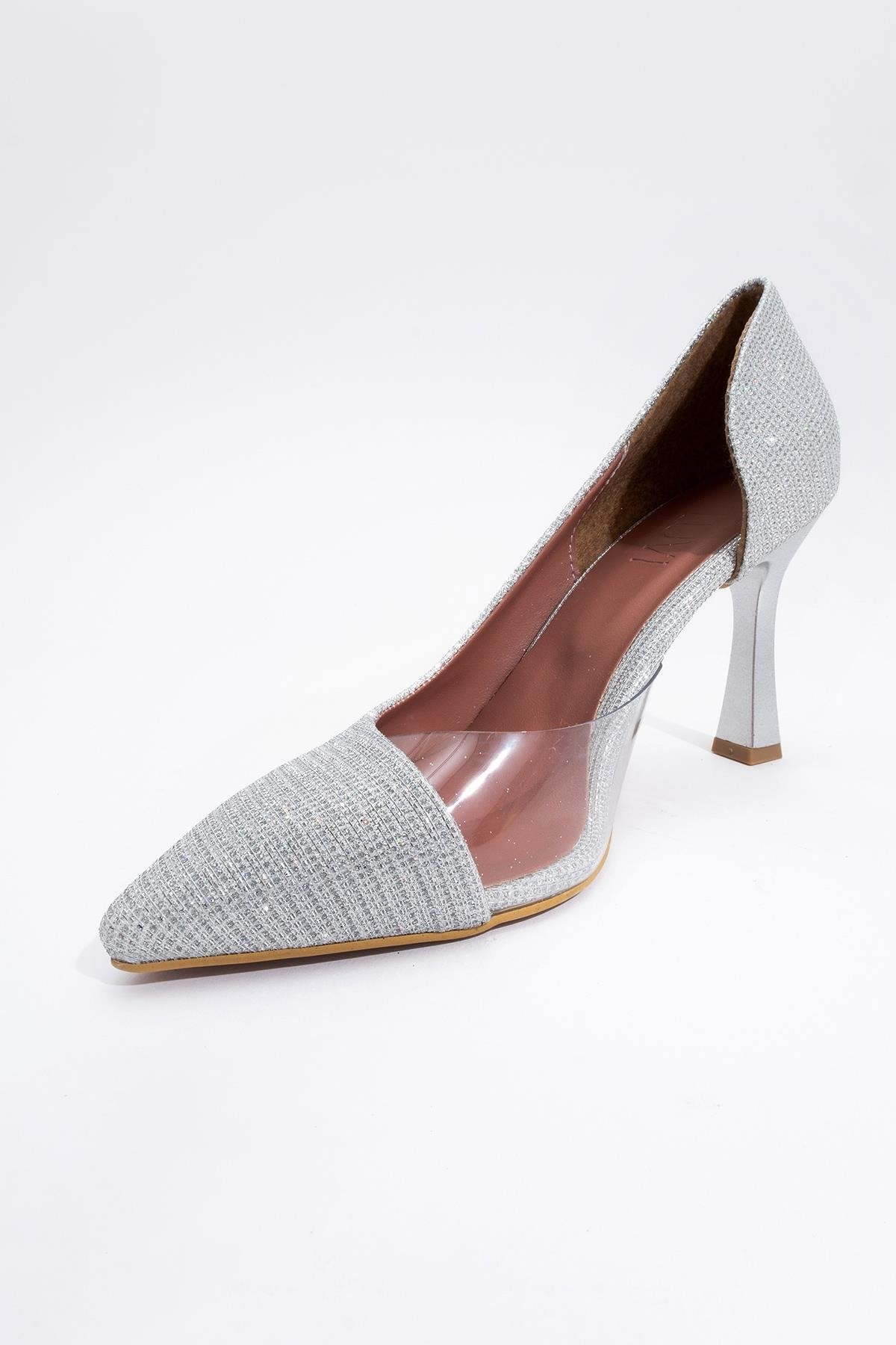 Ursula - Silver Metallic Heeled Shoe – side view showing leather, metallic, silver, SimmiUnique