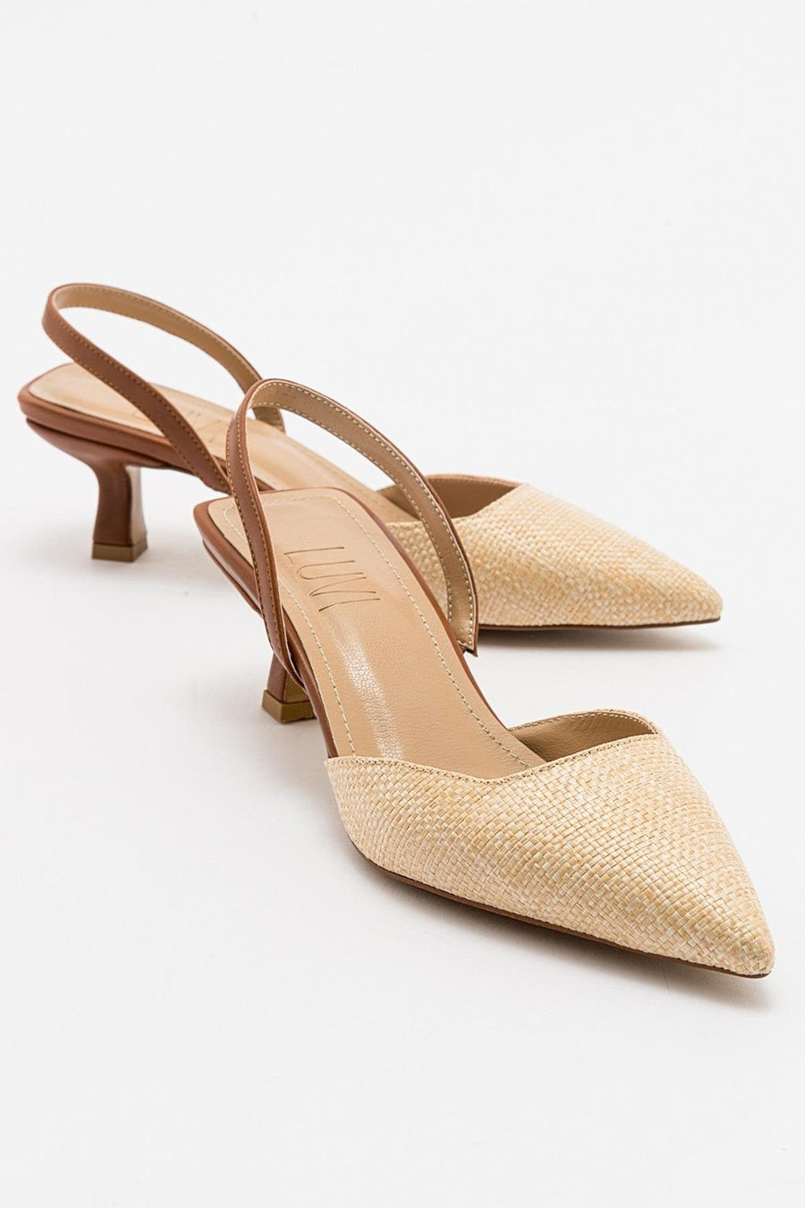 Over - Beige/Tan Pointed Toe Low Heel Shoe