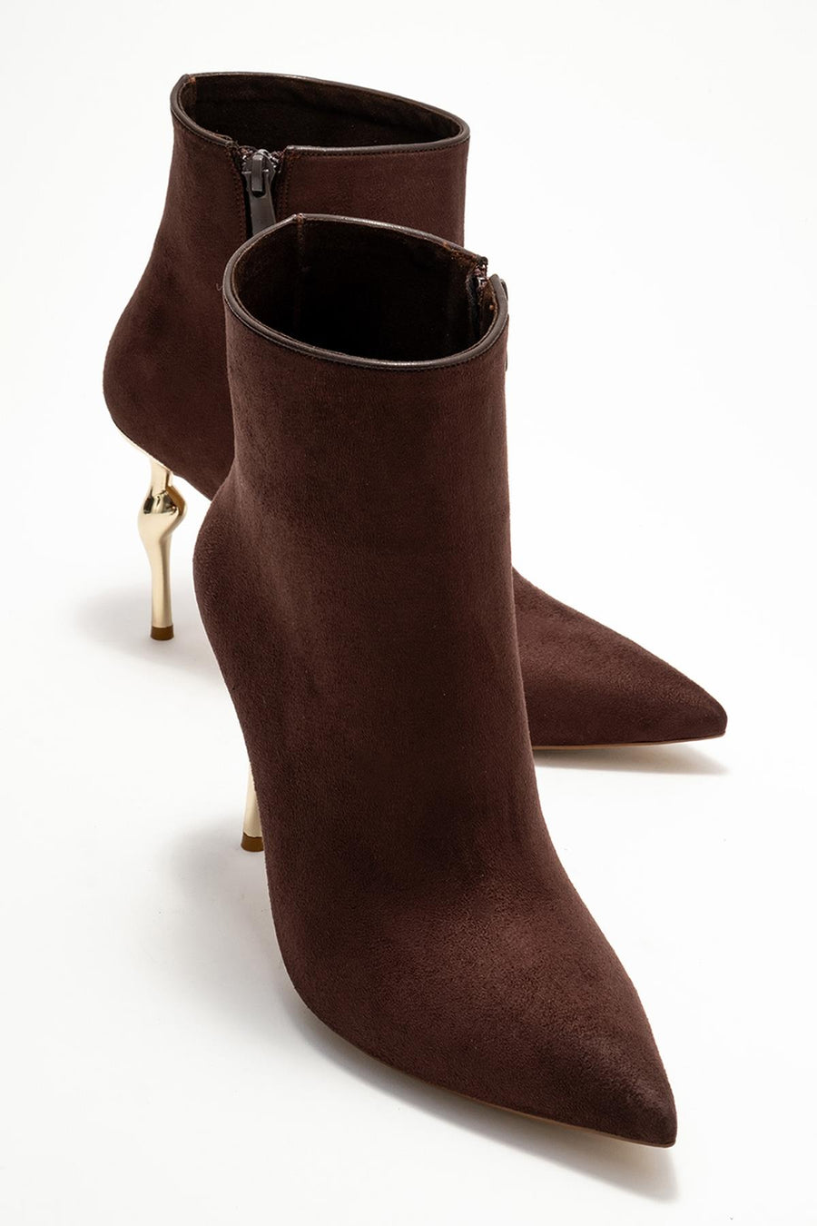 Crista - Brown Suede Pointed Toe Heeled Boot