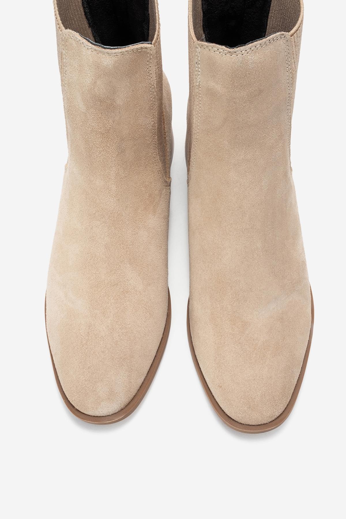 Neiva - Beige Suede Genuine Leather Chelsea Boot – side view showing leather, suede, SimmiUnique