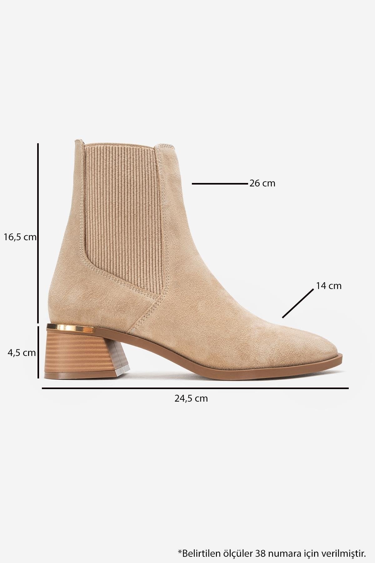 Neiva - Beige Suede Genuine Leather Chelsea Boot – top view showing leather, suede, SimmiUnique