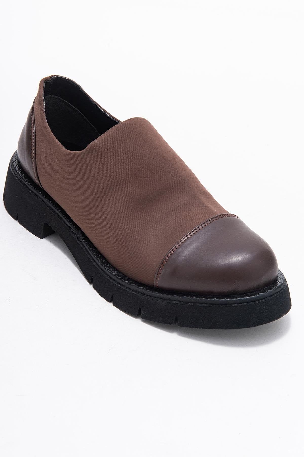 Panola - Brown Scuba Everyday Shoe – detail view showing leather, SimmiUnique