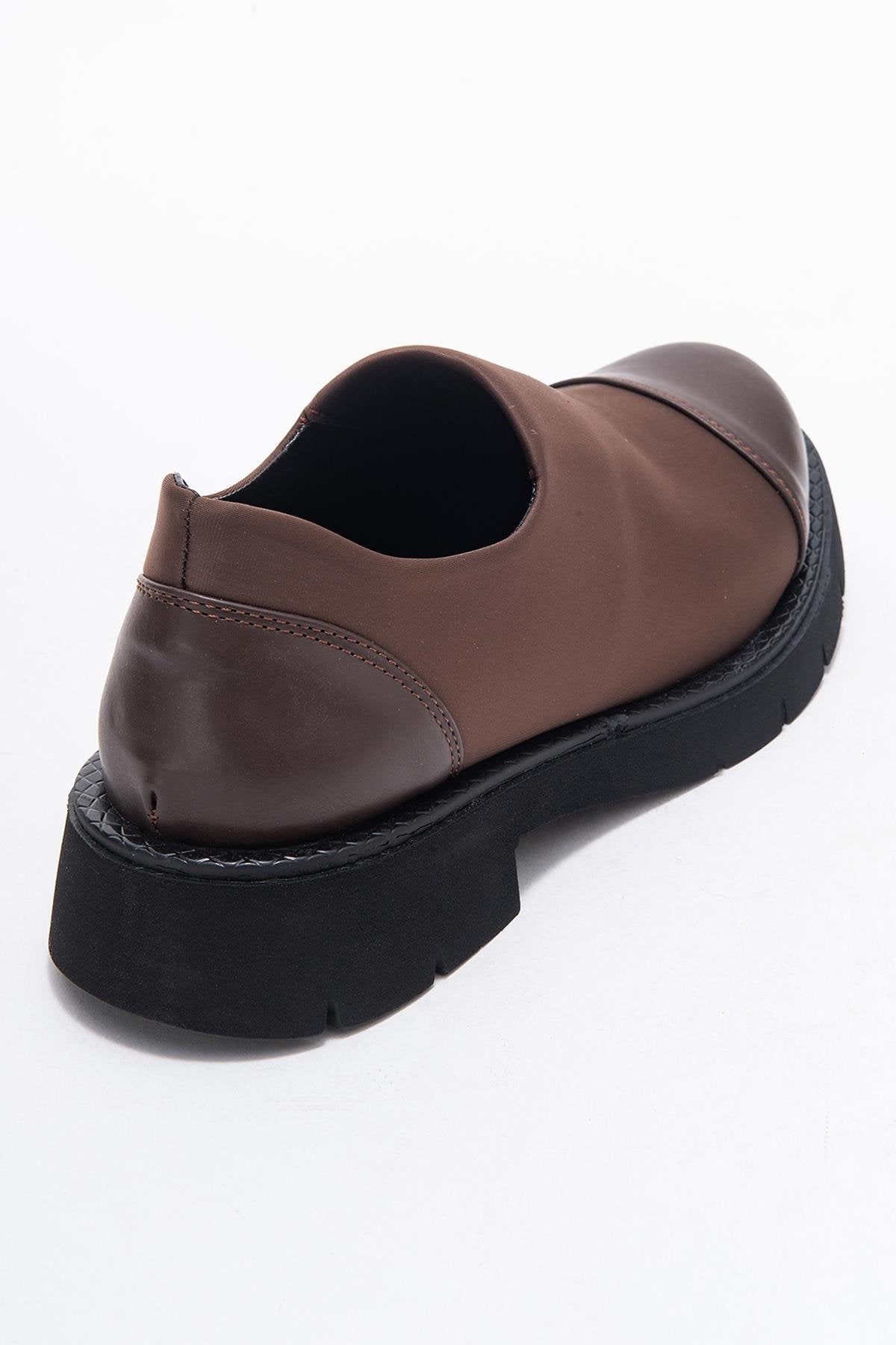 Panola - Brown Scuba Everyday Shoe – back view showing leather, SimmiUnique