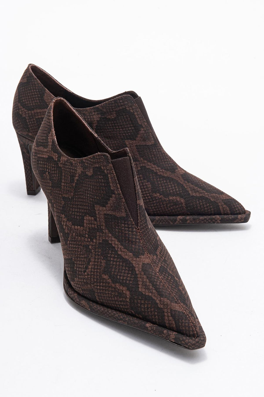 Alya - Brown Patterned Ankle-Heel Shoe