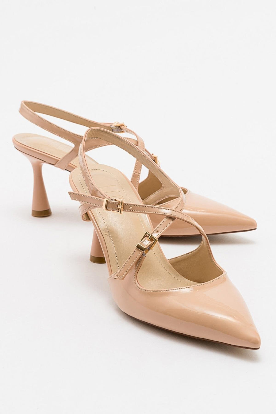 Coje - Beige Patent Pointed Toe Stiletto Pump