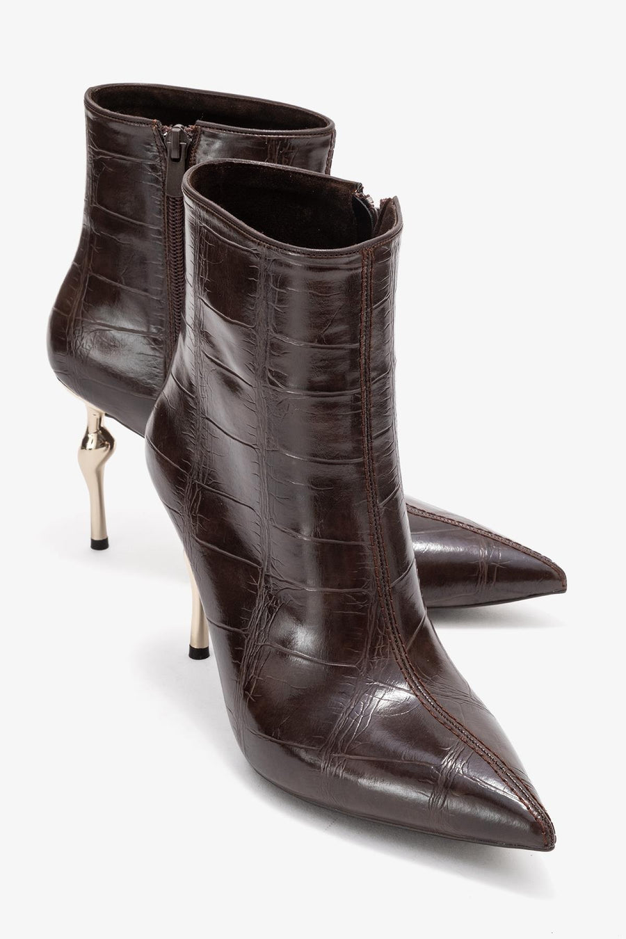 Crista - Brown Stiletto Heel Pointed Toe Boot