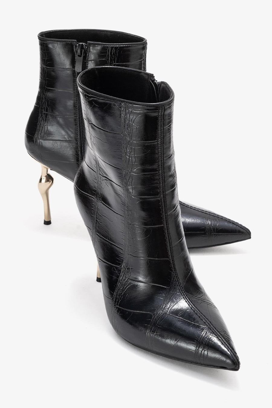 Crista - Black Stiletto Heel Pointed Toe Boot