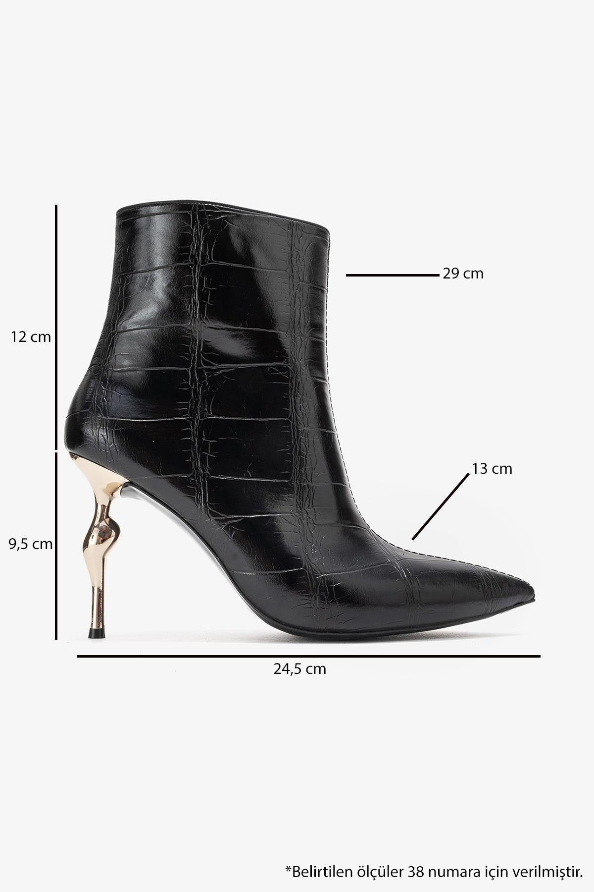 Crista - Black Stiletto Heel Pointed Toe Boot – top view showing leather, black, SimmiUnique