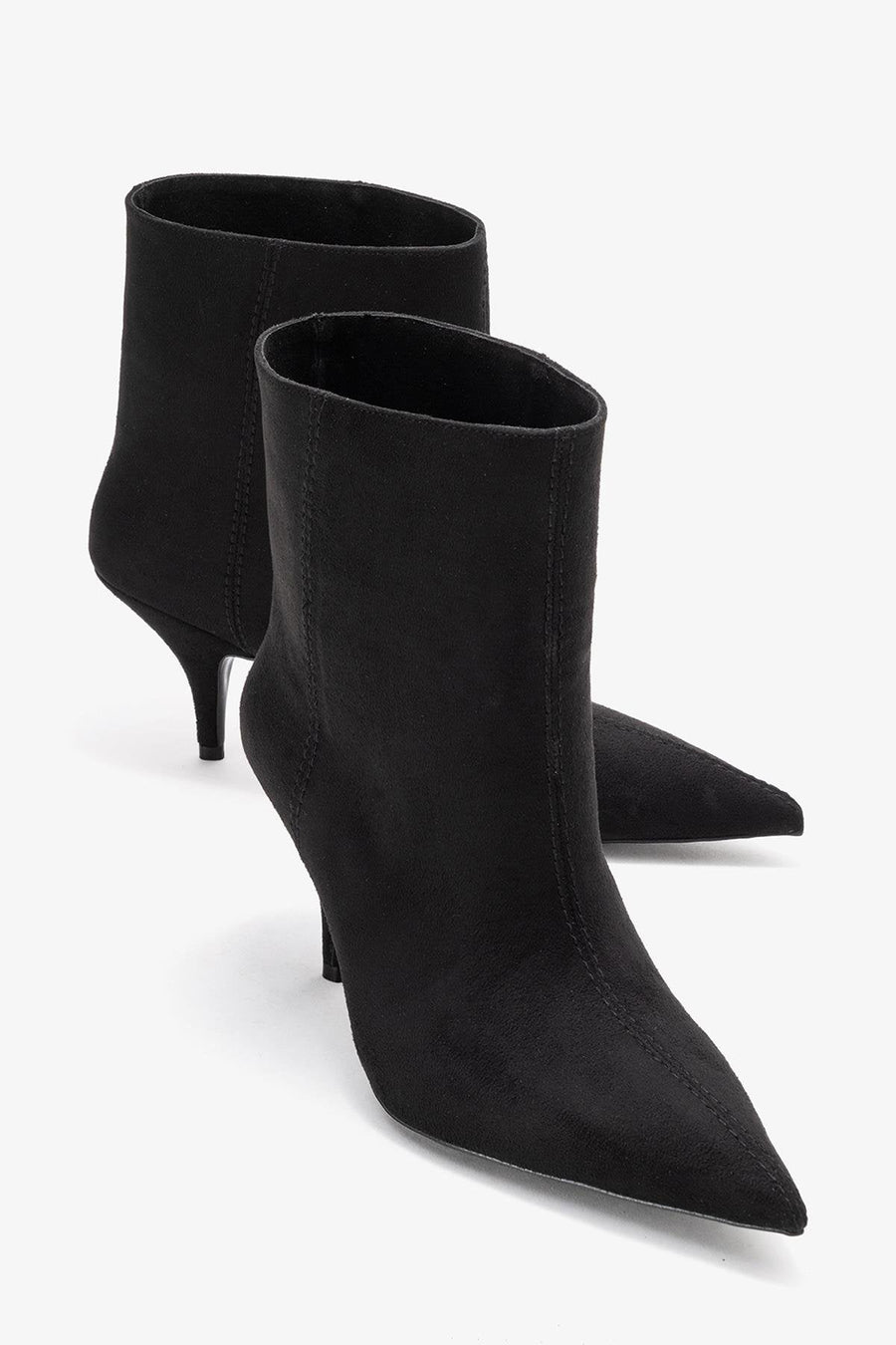 Brivelle - Black Suede Pointed Toe Heeled Boot